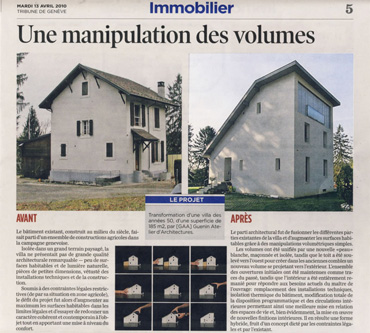 Architecte Geneve - 031 Article dans la Tribune de Genève