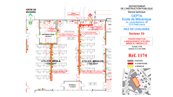 guenin architecte GE - CH DIP-POLES - Transformation des Ecoles Techniques