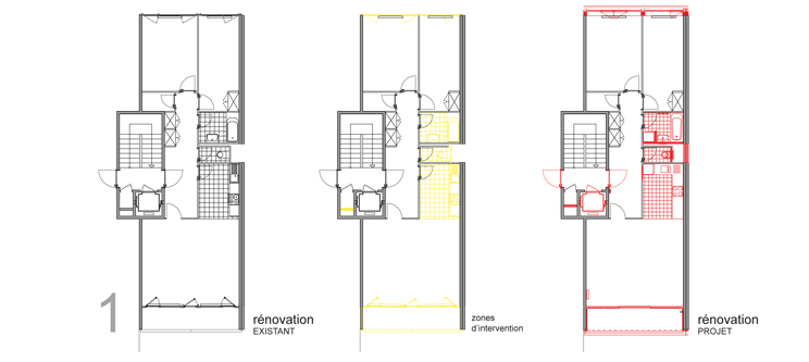 guenin architecte Vernier / GE / CH Rénovation et surélévation d'un immeuble des années 60