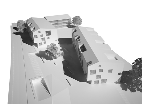 guenin architecte Vandeouvres / CH  Bâtiments de logements, Esplanade et Parking