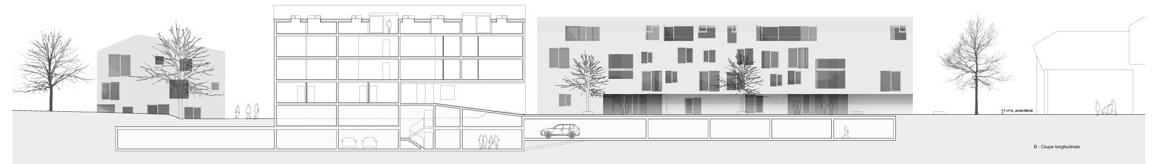 guenin architecte Vandeouvres / CH  Bâtiments de logements, Esplanade et Parking